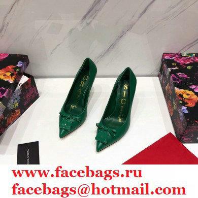 Dolce  &  Gabbana Thin Heel 10.5cm Leather Sicily Pumps Green 2021